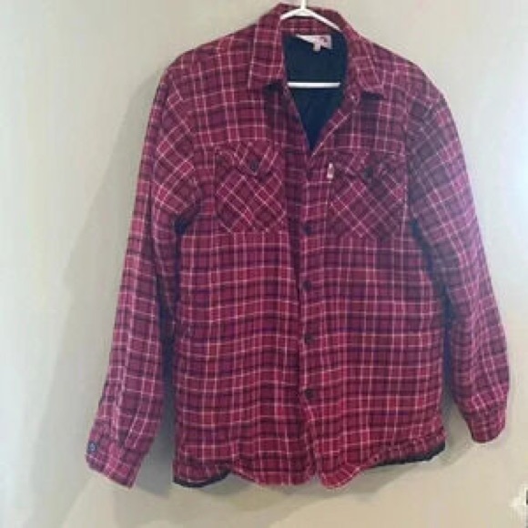 Other - Men's Red Plaid Button-Up Jacket